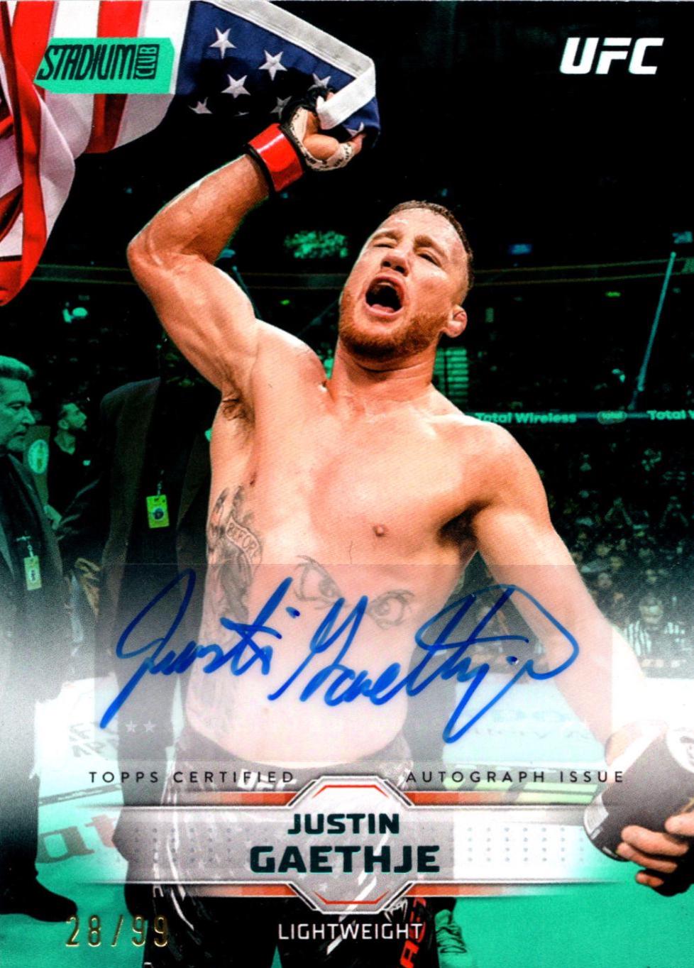 Justin Gaethje 2026 Topps Stadium Club UFC Base Autographs #BAV-JGE Yellow