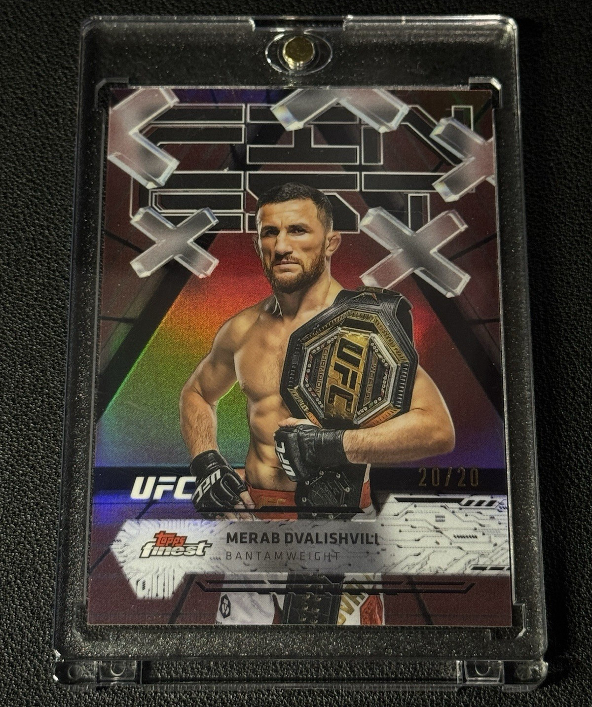 Merab Dvalishvili 2025 Topps Finest UFC Base Common #36 Black Refractor