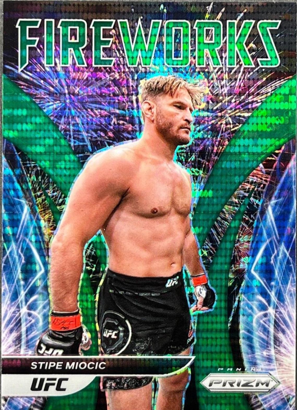 Stipe Miocic 2022 Panini Prizm UFC Fireworks #3 Green Pulsar