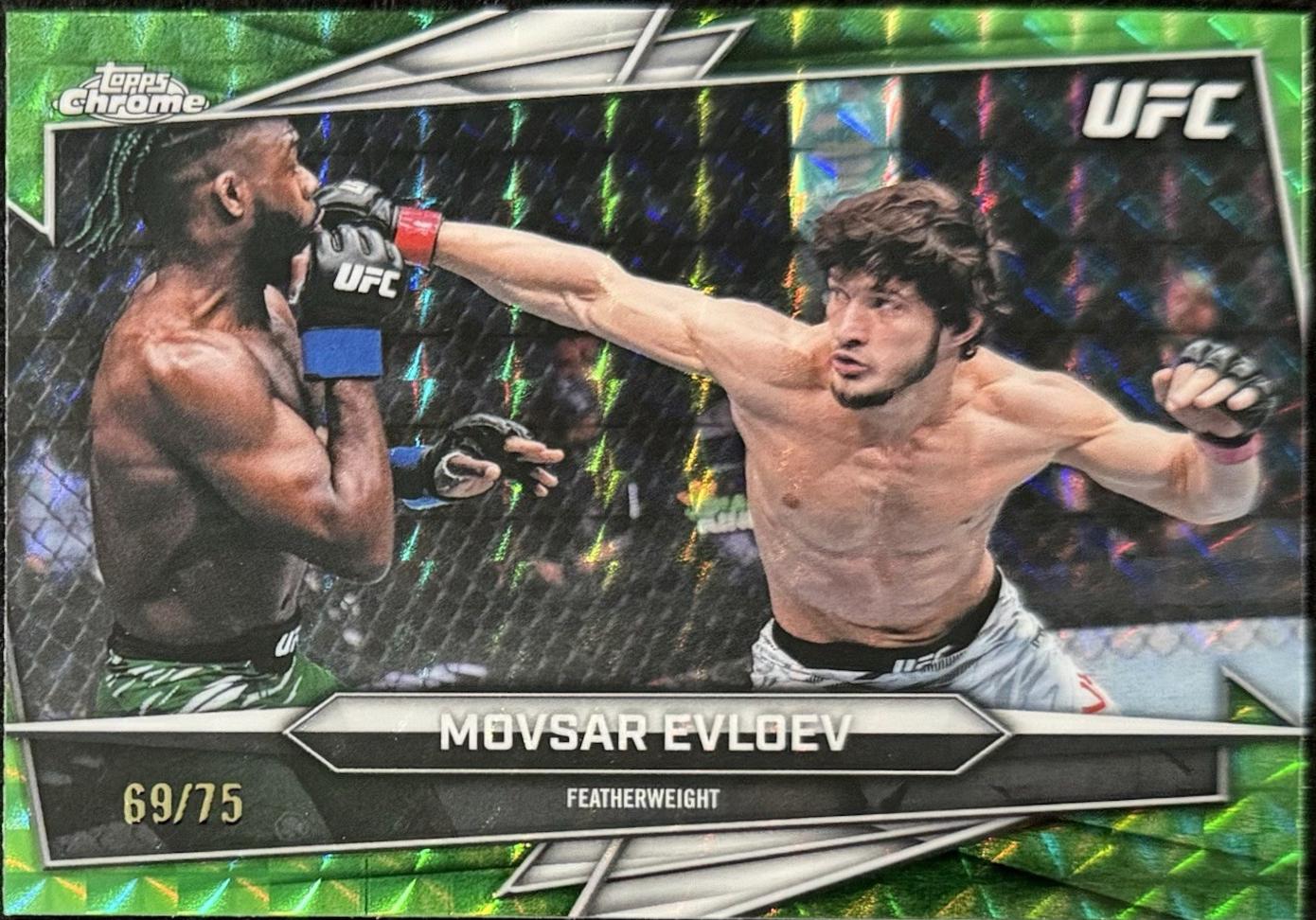 Movsar Evloev 2026 Topps Chrome UFC Base #165 Green Geometric Refractor