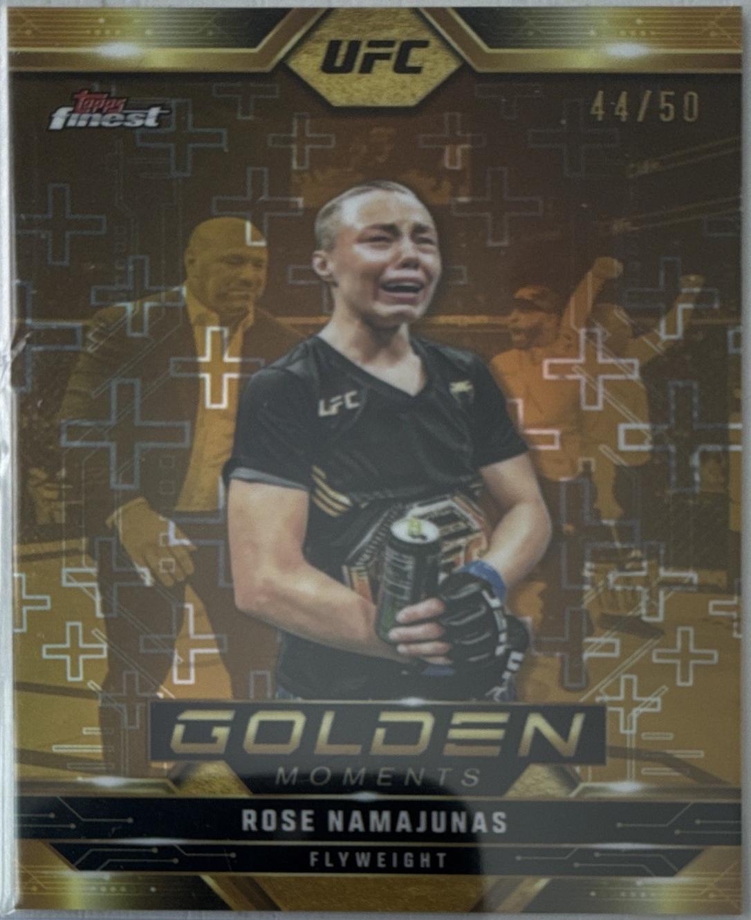 Rose Namajunas 2025 Topps Finest UFC Golden Moments #GM-10 Gold Refractor