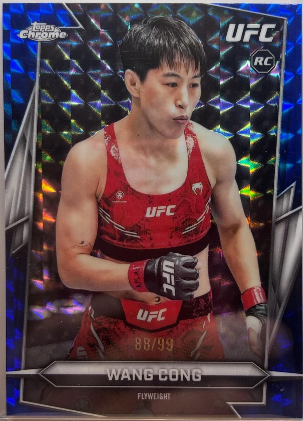 Wang Cong 2026 Topps Chrome UFC Base #13 Blue Geometric Refractor