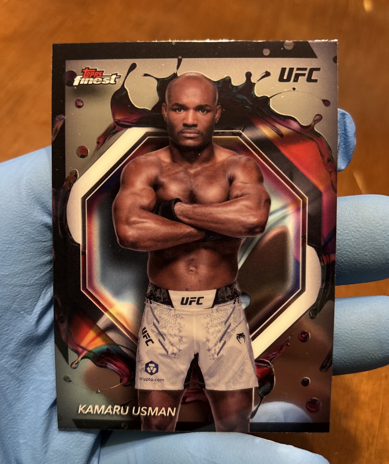Kamaru Usman 2024 Topps Finest UFC Base Rare #223 Red Refractor