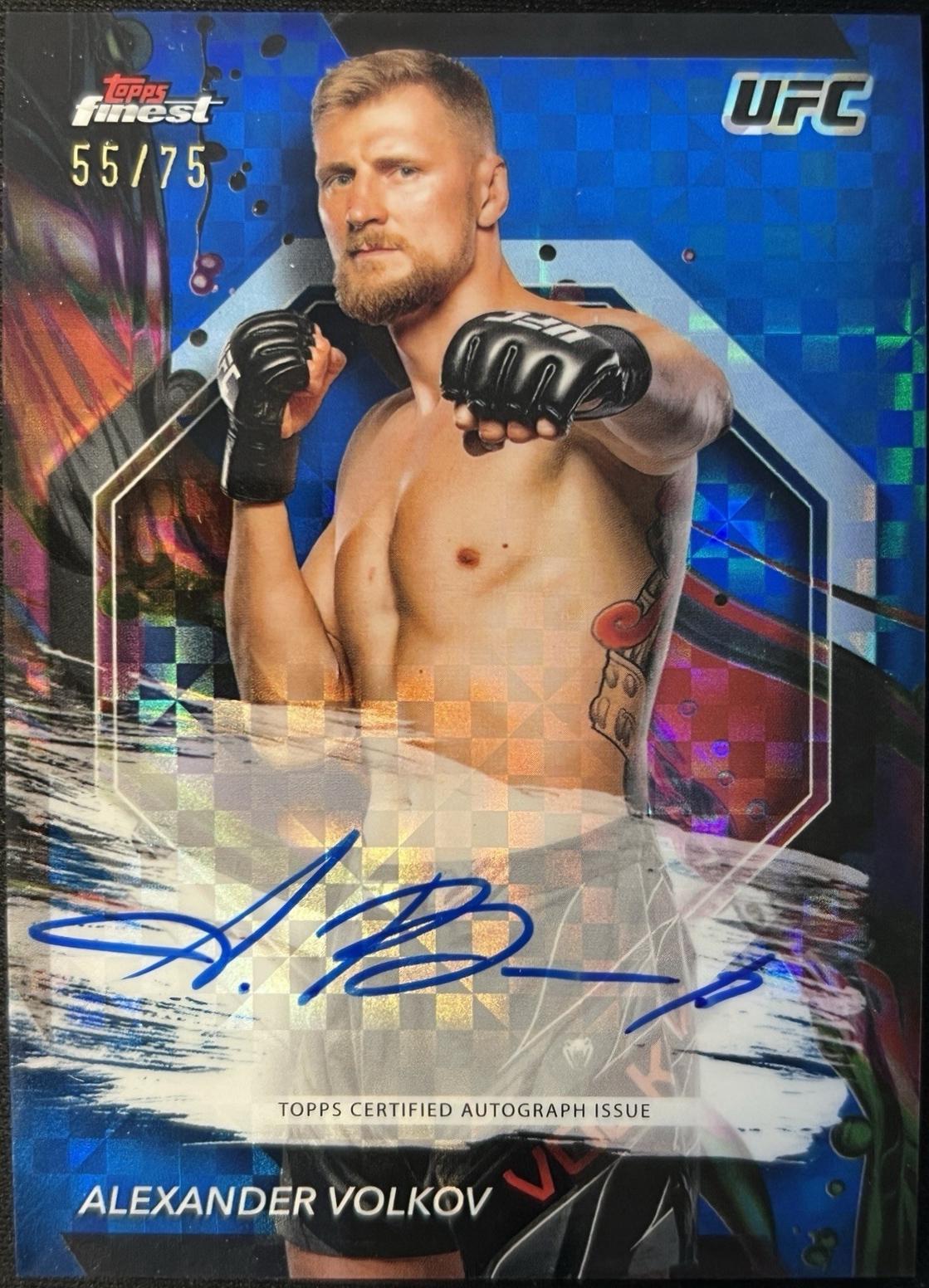 Alexander Volkov 2024 Topps Finest UFC Finest Autographs #FA-AVV Blue Checkerboard Refractor