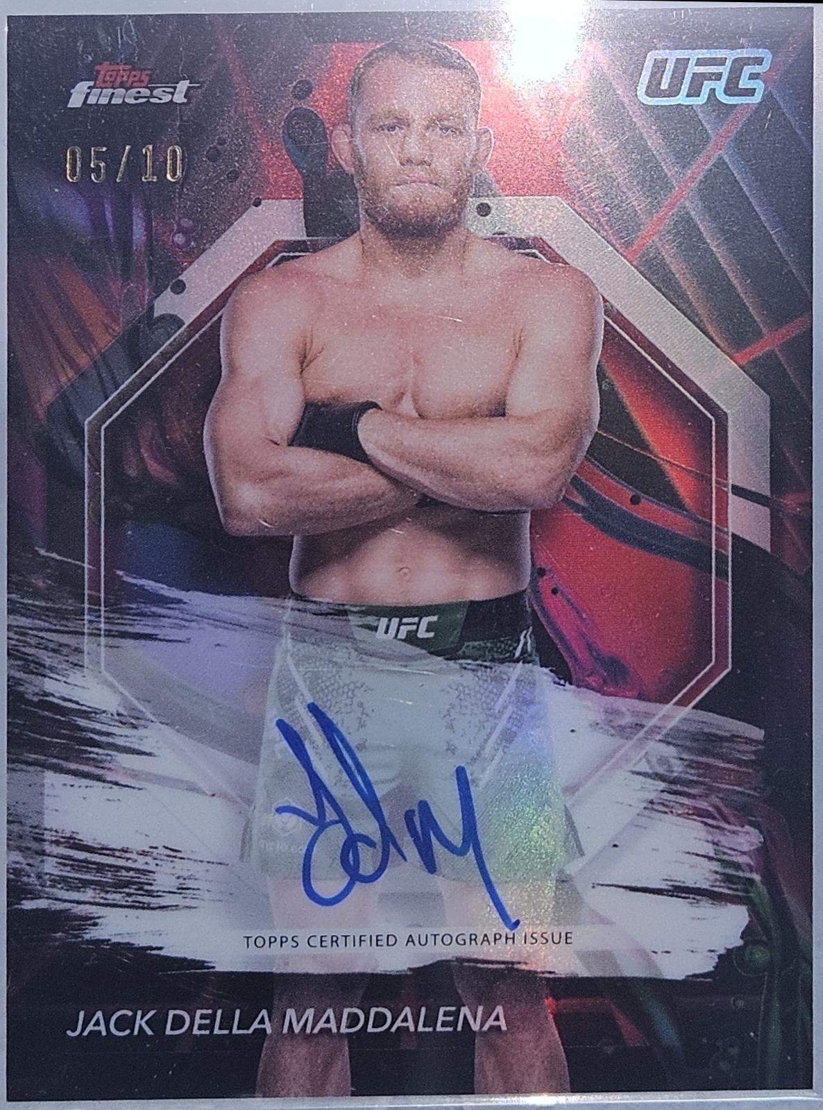 Jack Della Maddalena 2024 Topps Finest UFC Finest Autographs #FA-JDM Red Black Vapor Refractor
