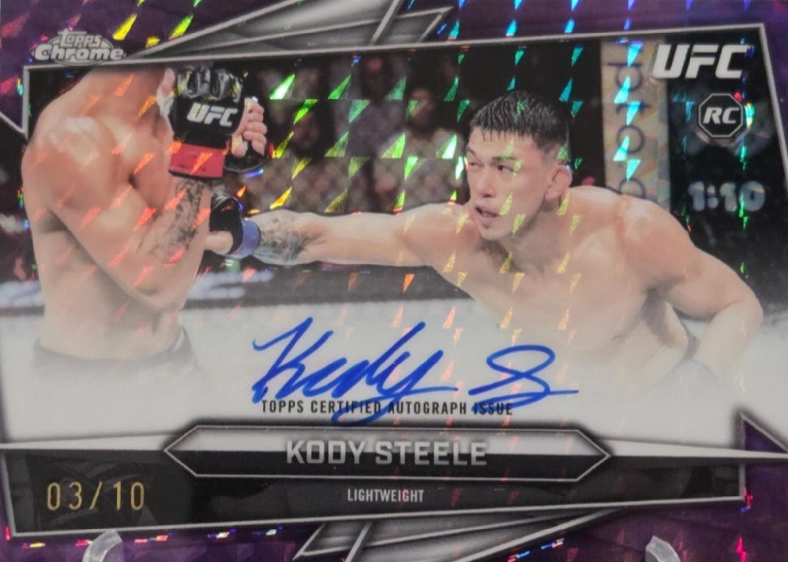 Kody Steele 2026 Topps Chrome UFC Base Autographs #BAV-KS Purple Geometric Refractor
