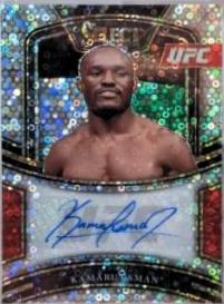 Kamaru Usman 2021 Panini Select UFC Signatures #28 Gold Disco Prizms