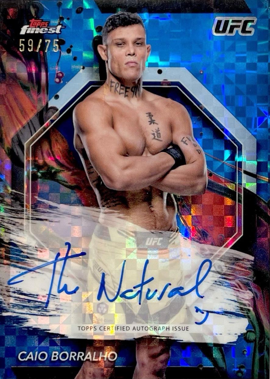 Caio Borralho 2024 Topps Finest UFC Finest Autographs #FA-COB Blue Checkerboard Refractor