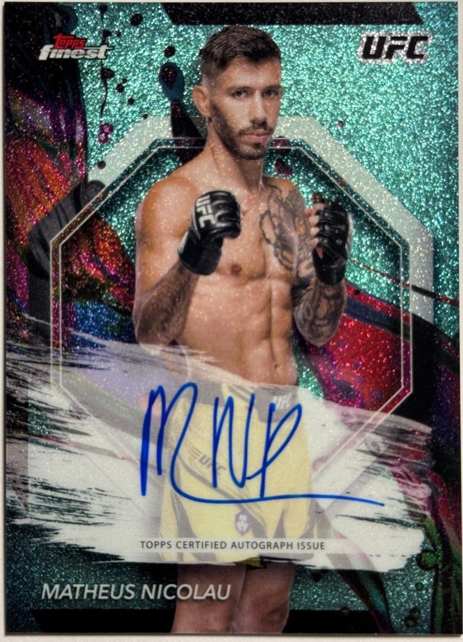 Matheus Nicolau 2024 Topps Finest UFC Finest Autographs #FA-MNU Aqua Glitter Refractor