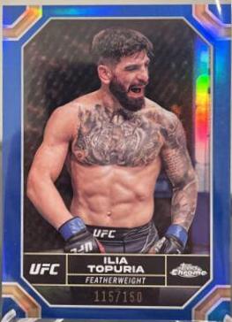 Ilia Topuria 2024 Topps Chrome UFC Base #77 Blue Refractor