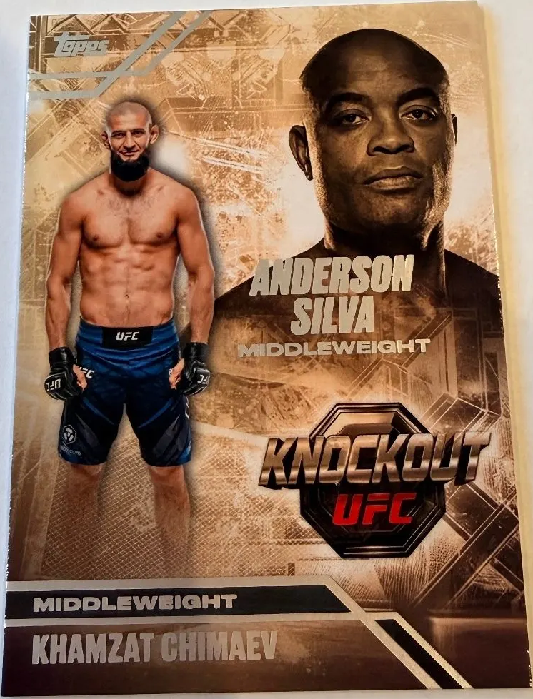 Anderson Silva / Khamzat Chimaev 2026 Topps Knockout UFC Octagon Successors #OS-2 Blue