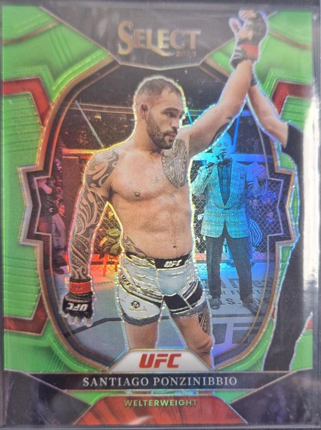 Santiago Ponzinibbio 2023 Panini Select UFC Concourse #13 Neon Green