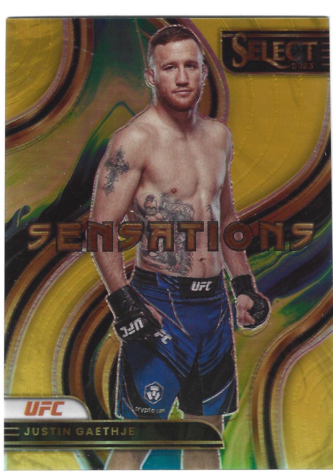 Justin Gaethje 2023 Panini Select UFC Sensations #27 Gold