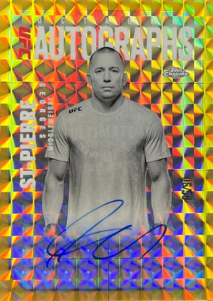 Georges St-Pierre 2025 Topps Chrome UFC Octagon Legends Autographs #OLA-GS Geometric Gold Refractor