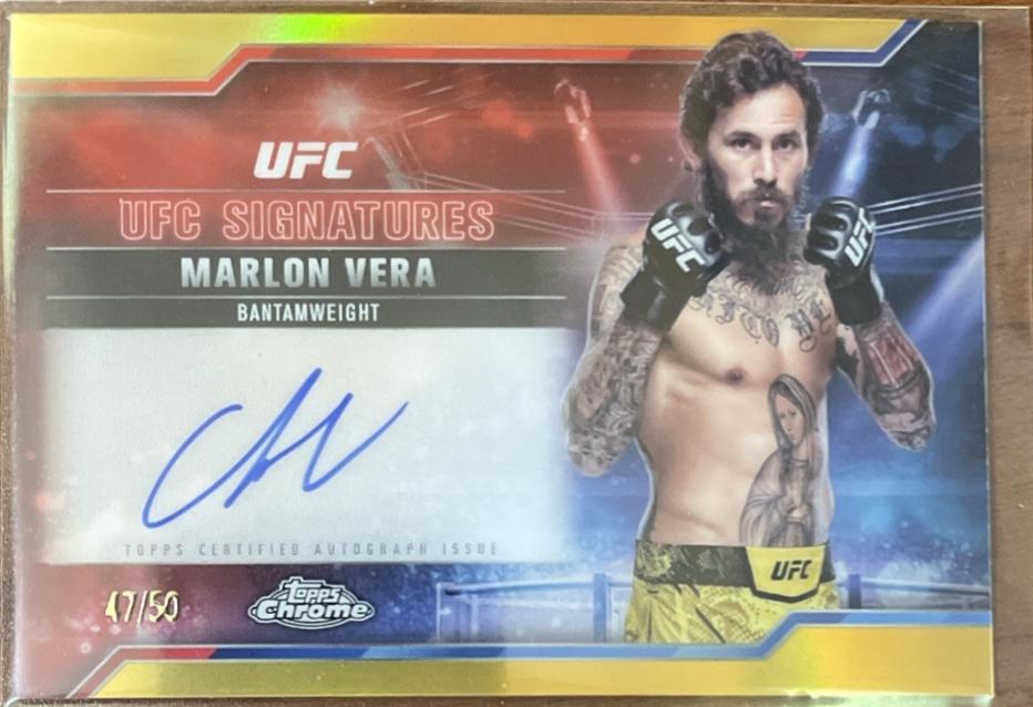 Marlon Vera 2025 Topps Chrome UFC UFC Signatures #SIG-MV Gold Refractor