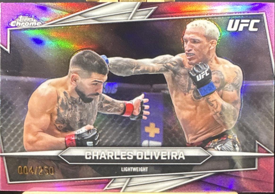 Charles Oliveira 2026 Topps Chrome UFC Base #150 Purple Geometric Refractor
