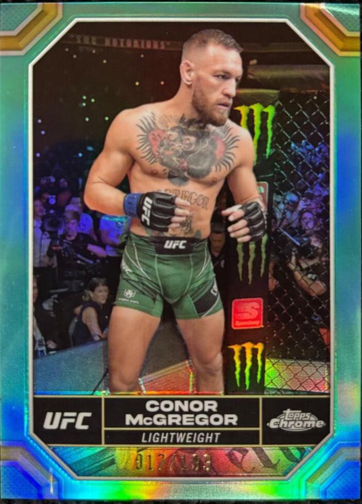 Conor McGregor 2024 Topps Chrome UFC Base #49 Aqua Refractor