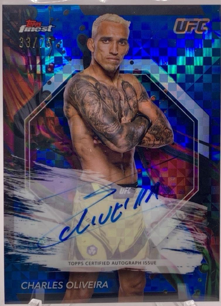 Charles Oliveira 2024 Topps Finest UFC Finest Autographs #FA-CSO Blue Checkerboard Refractor