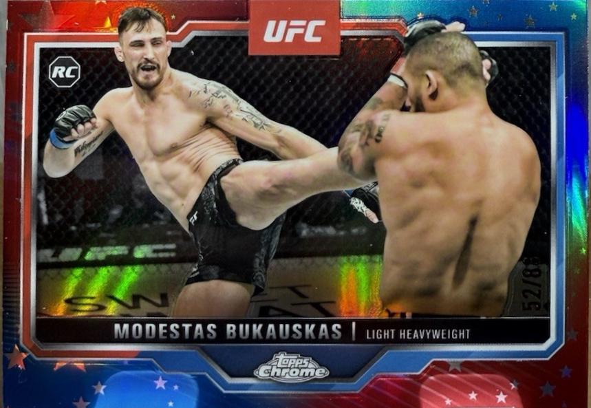 Modestas Bukauskas 2025 Topps Chrome UFC Base #8 Red White Blue Refractor