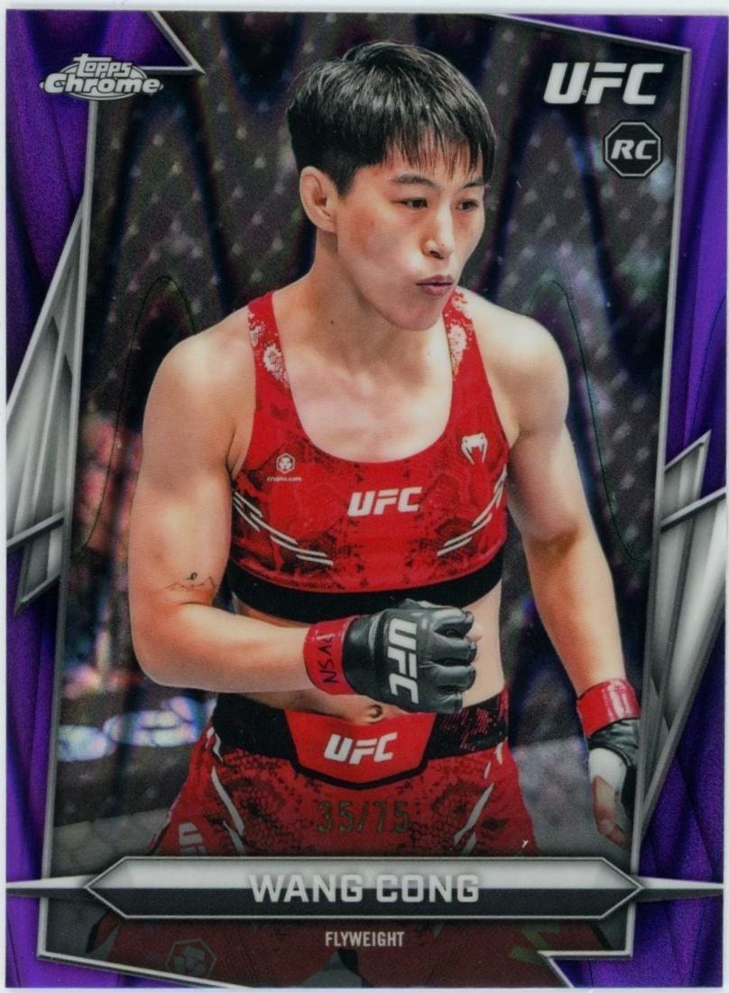 Wang Cong 2026 Topps Chrome UFC Base #13 Purple Ray Wave Refractor