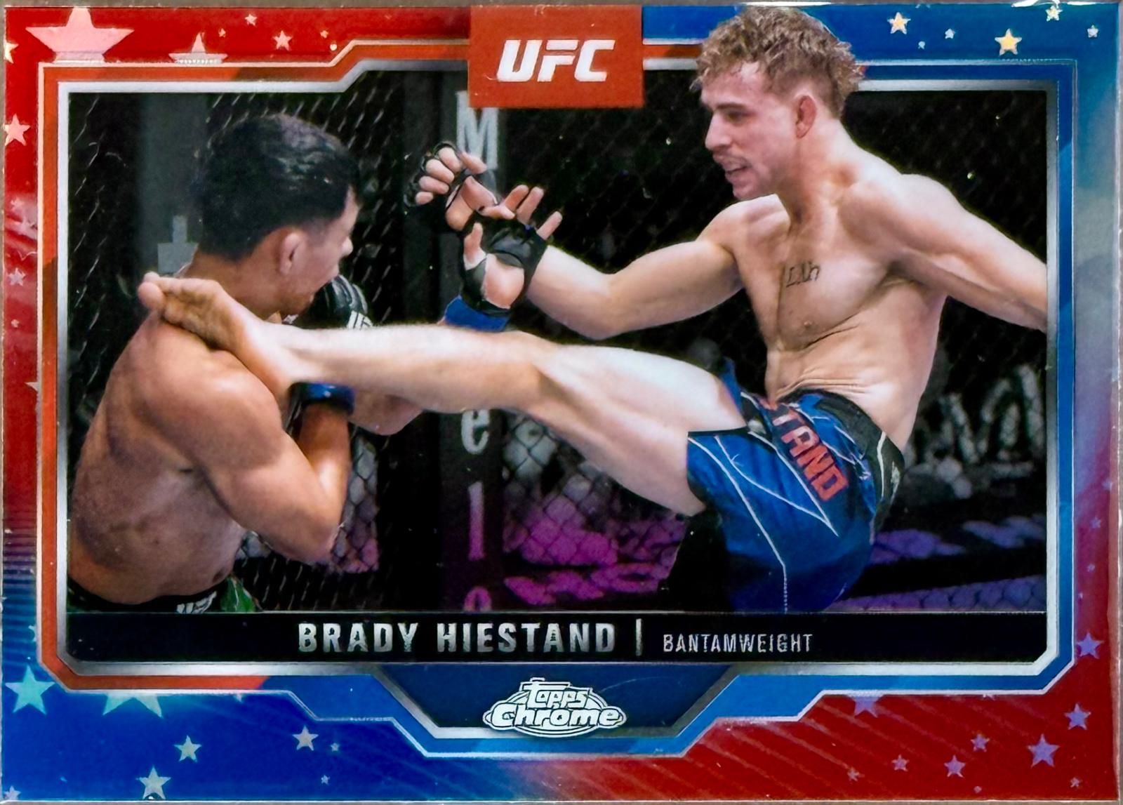 Brady Hiestand 2025 Topps Chrome UFC Base #199 Red & Blue Refractor