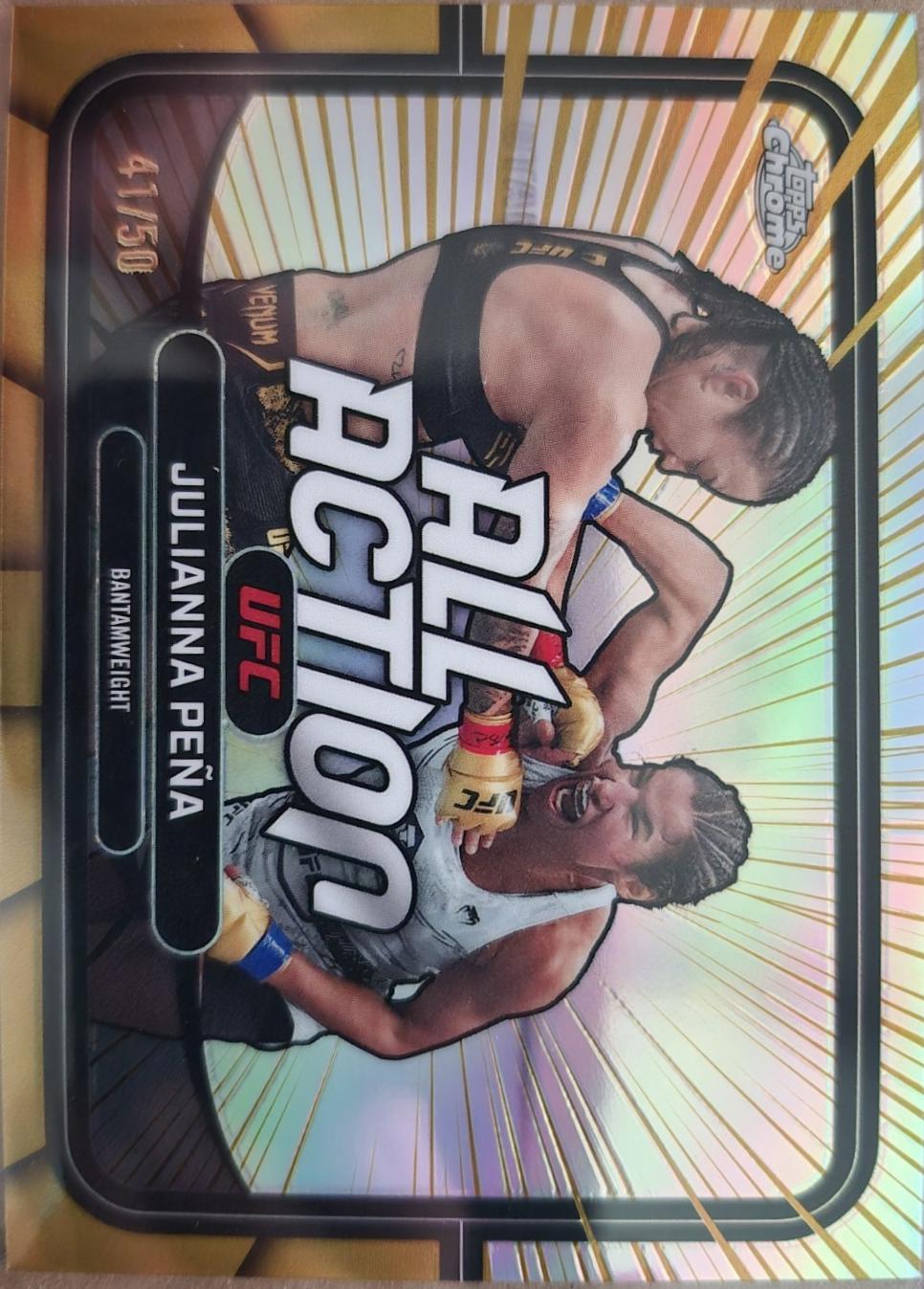 Julianna Peña 2026 Topps Chrome UFC All-Action #AA-10 Gold Refractor