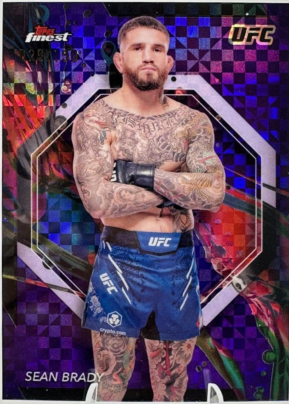 Sean Brady 2024 Topps Finest UFC Base Common #43 Purple Checkerboard Refractor
