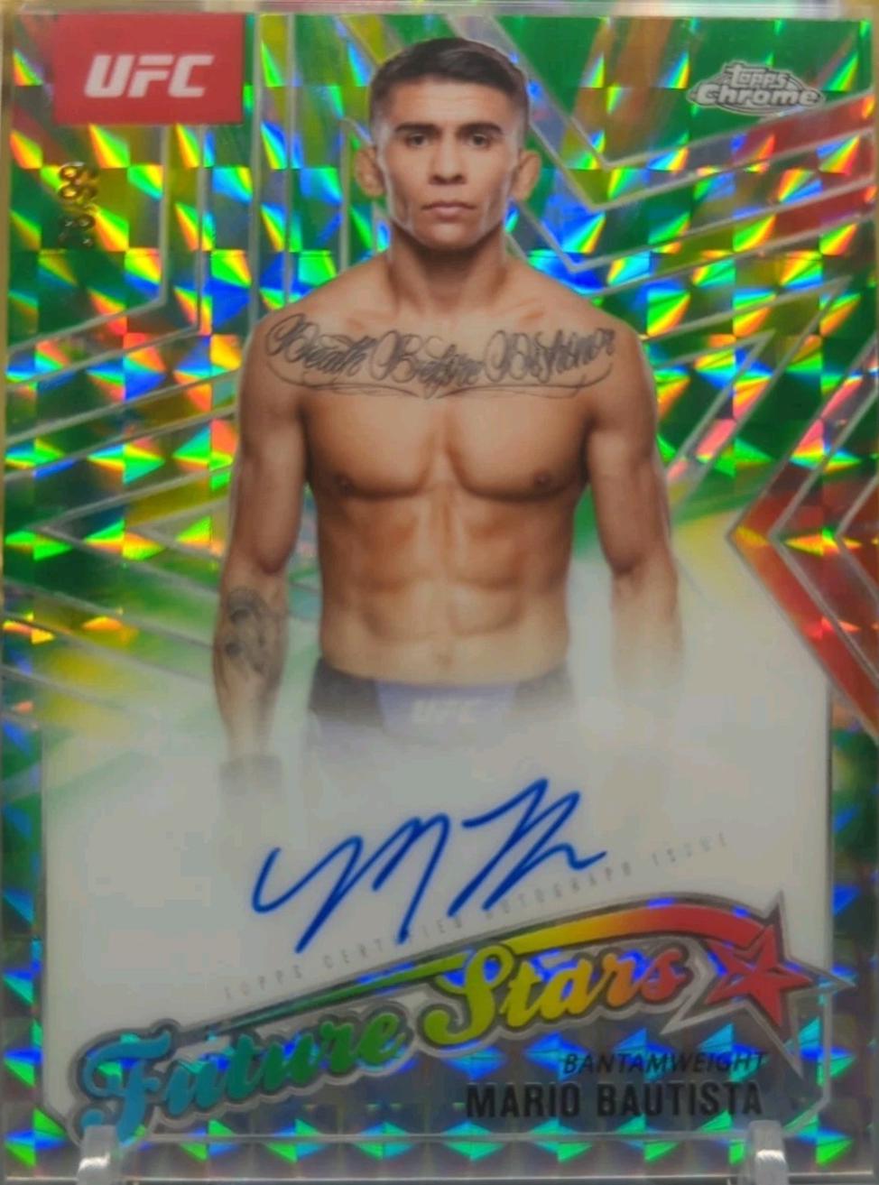 Mario Bautista 2025 Topps Chrome UFC Future Stars Autographs #FSA-MB Geometric Green Refractor
