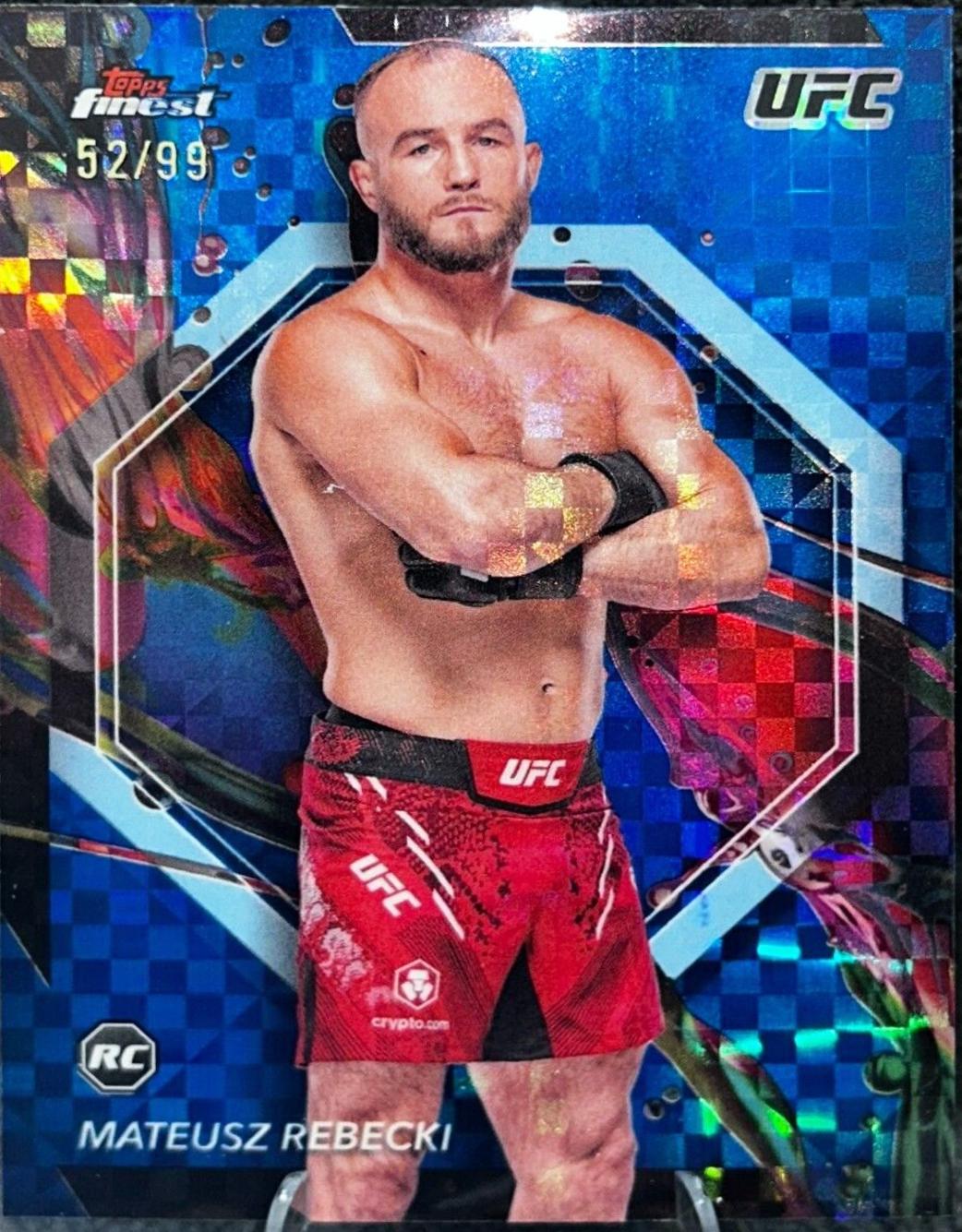 Mateusz Rębecki 2024 Topps Finest UFC Base Common #38 Blue Checkerboard Refractor