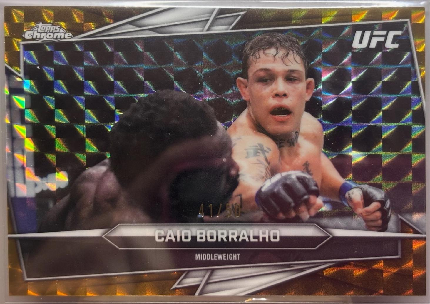 Caio Borralho 2026 Topps Chrome UFC Base #76 Gold Geometric Refractor