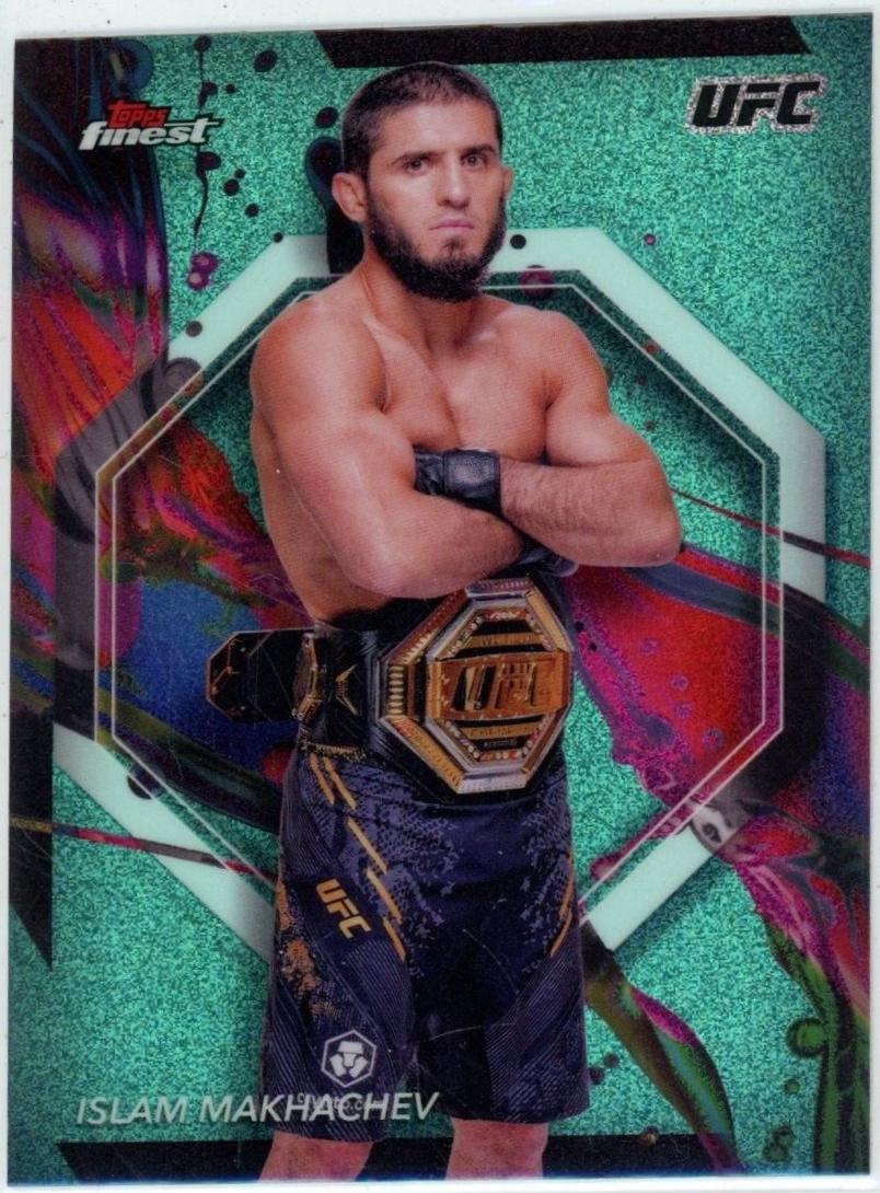 Islam Makhachev 2024 Topps Finest UFC Base Common #63 Aqua Glitter Refractor