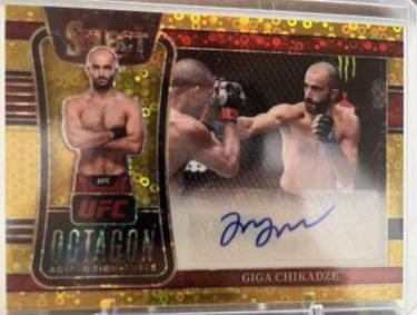 Giga Chikadze 2022 Panini Select UFC Octagon Action Signatures #39 Gold Disco