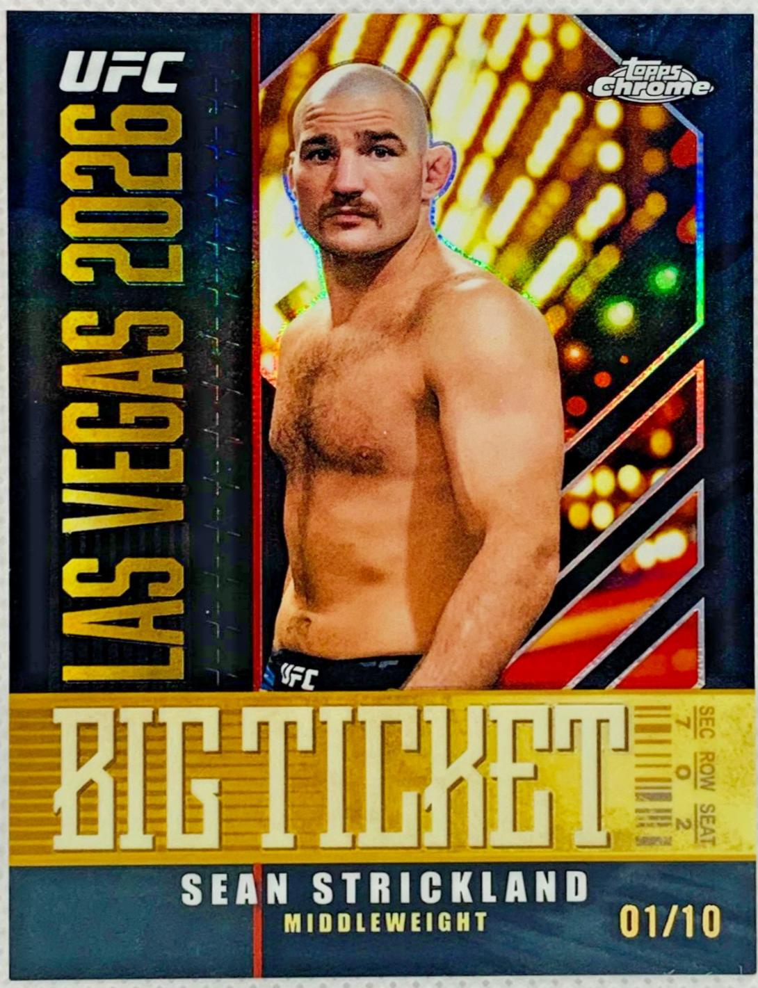Sean Strickland 2026 Topps Chrome UFC Big Ticket #BT-14 Black