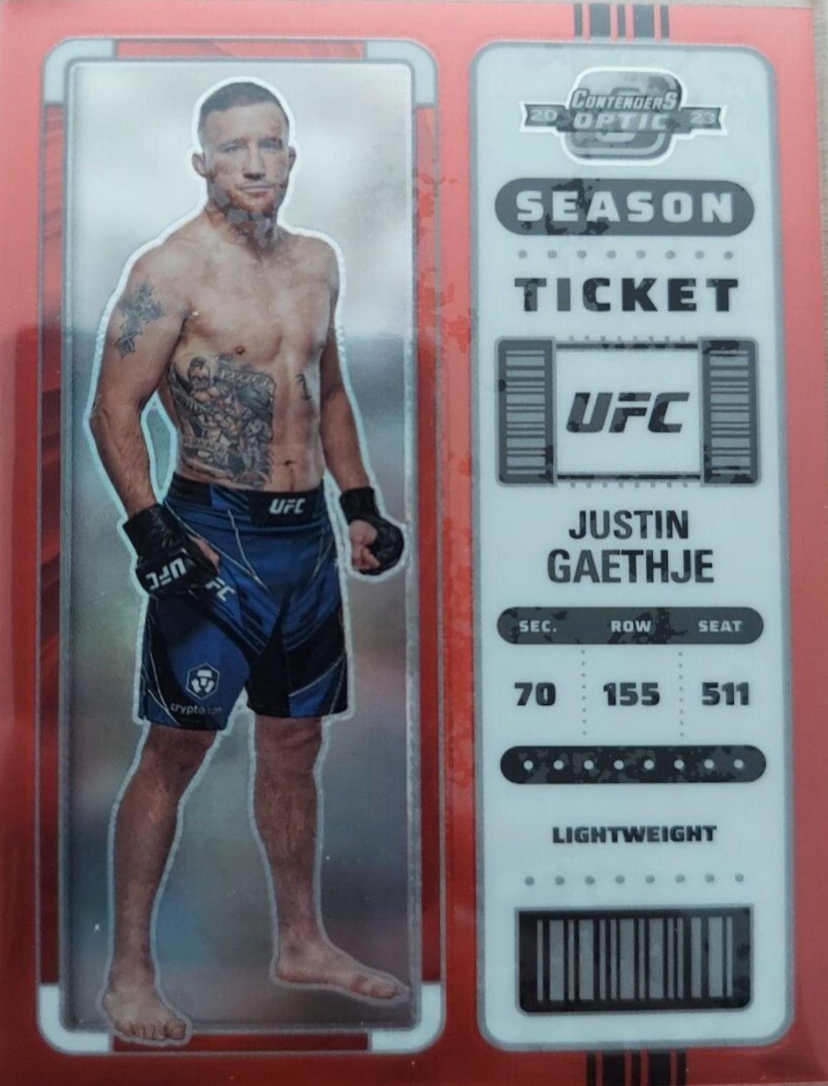 Justin Gaethje 2023 Panini Chronicles UFC Base Contenders Optic Season Ticket #373 Red