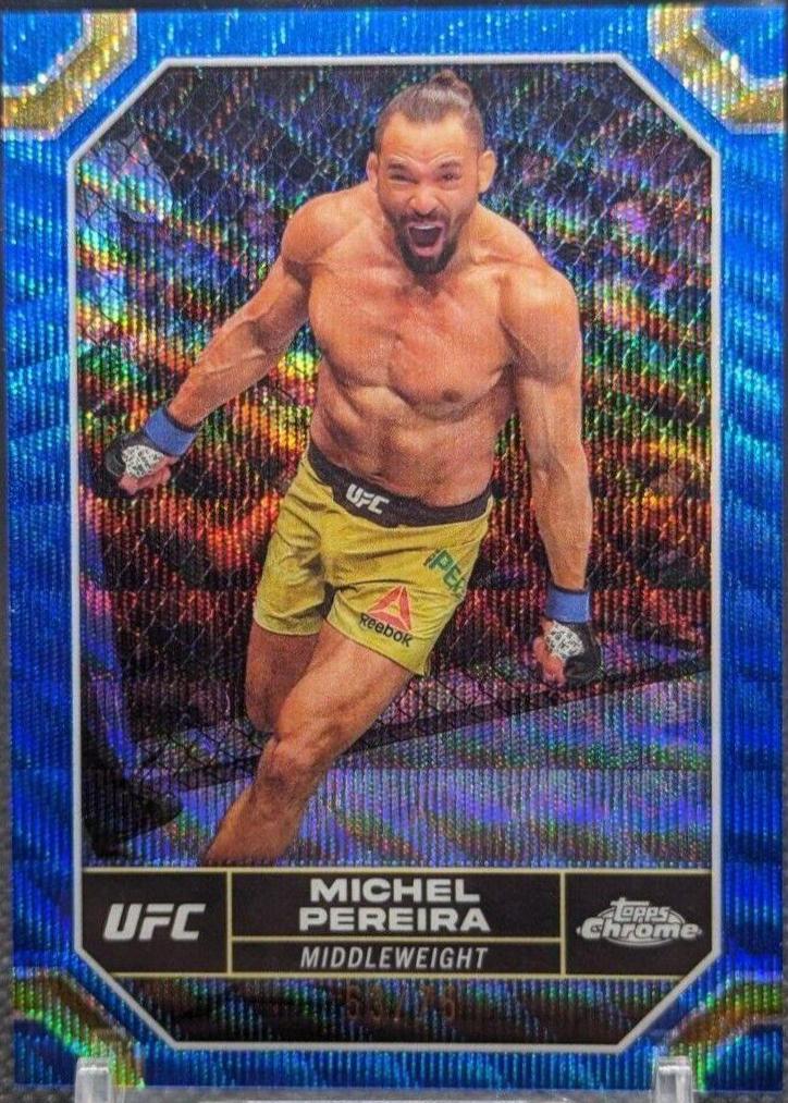 Michel Pereira 2024 Topps Chrome UFC Base #138 Blue Wave Refractor