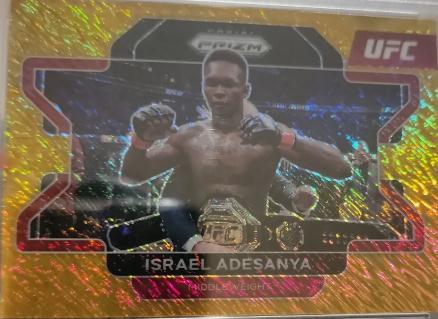Israel Adesanya 2022 Panini Prizm UFC Base #23 Gold Shimmer