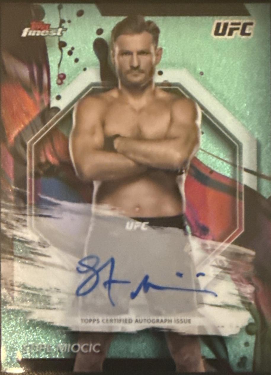 Stipe Miocic 2024 Topps Finest UFC Finest Autographs #FA-SEM Aqua Glitter Refractor