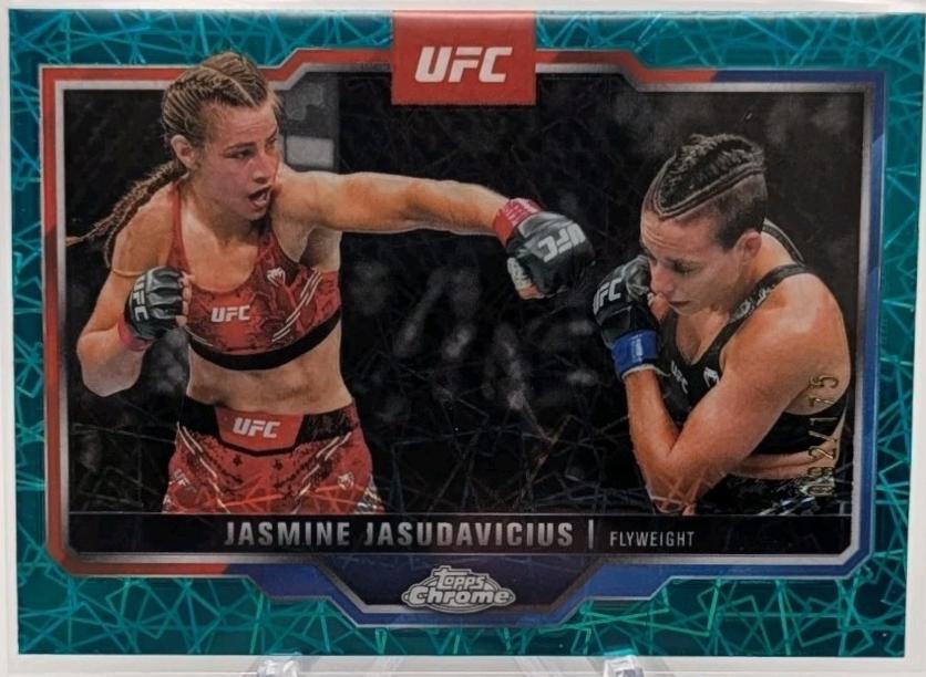 Jasmine Jasudavicius 2025 Topps Chrome UFC Base #93 Teal Lazer Refractor
