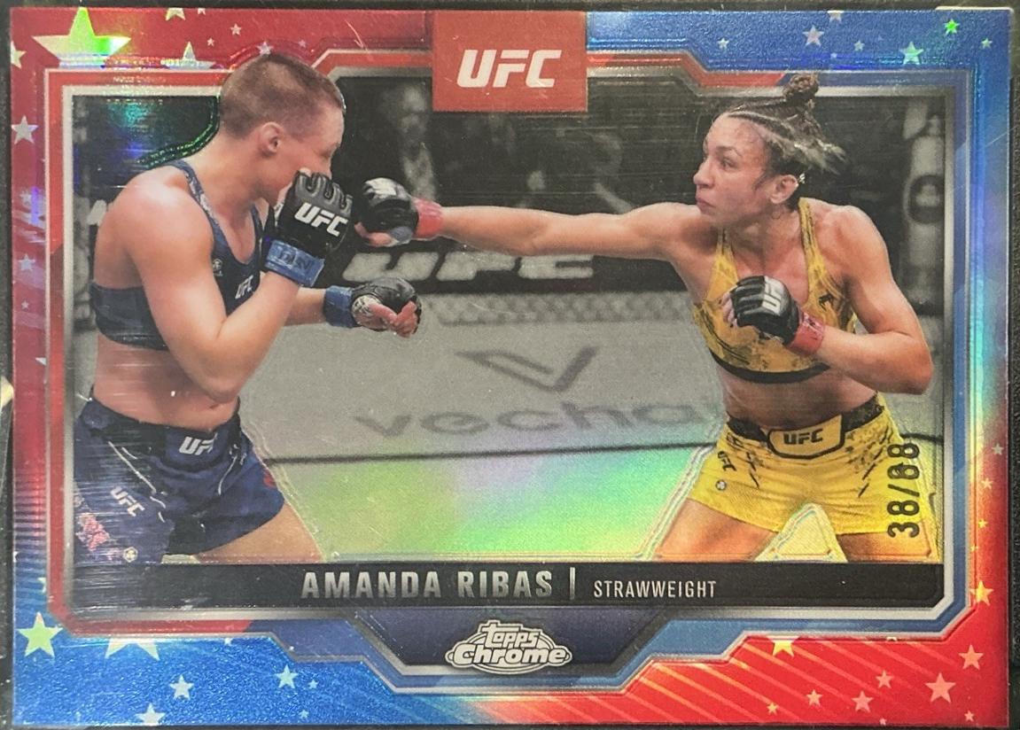 Amanda Ribas 2025 Topps Chrome UFC Base #184 Red White Blue Refractor