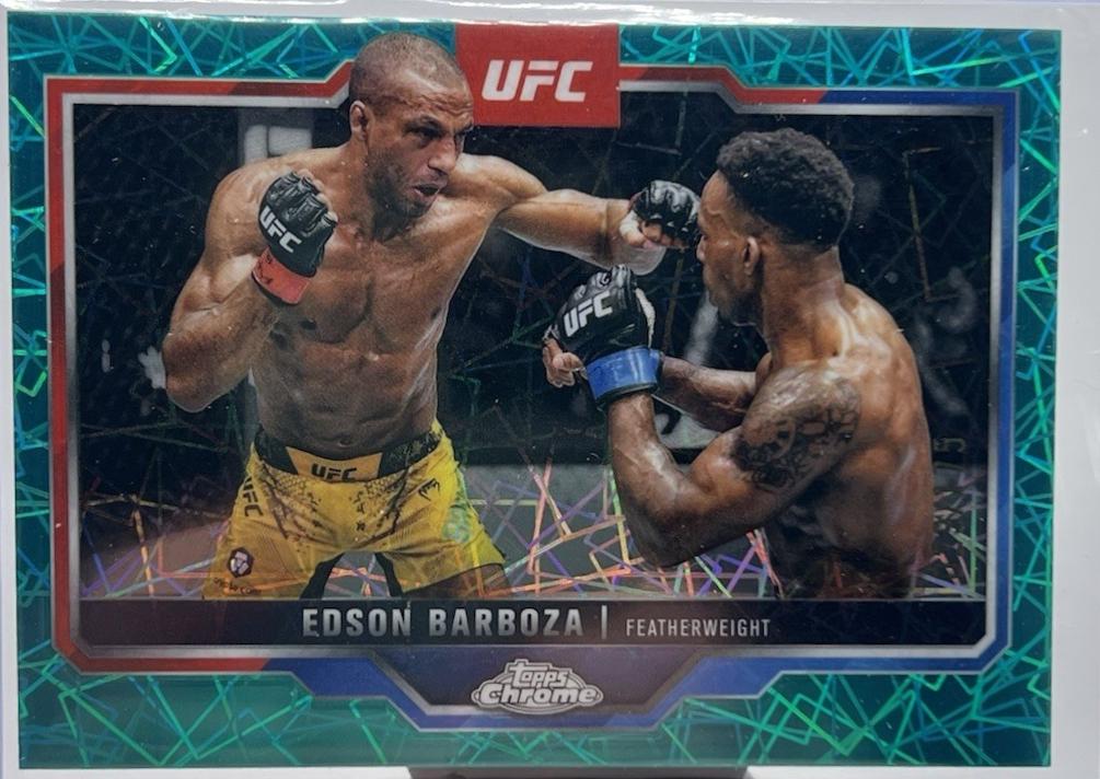Edson Barboza 2025 Topps Chrome UFC Base #117 Teal Lazer Refractor