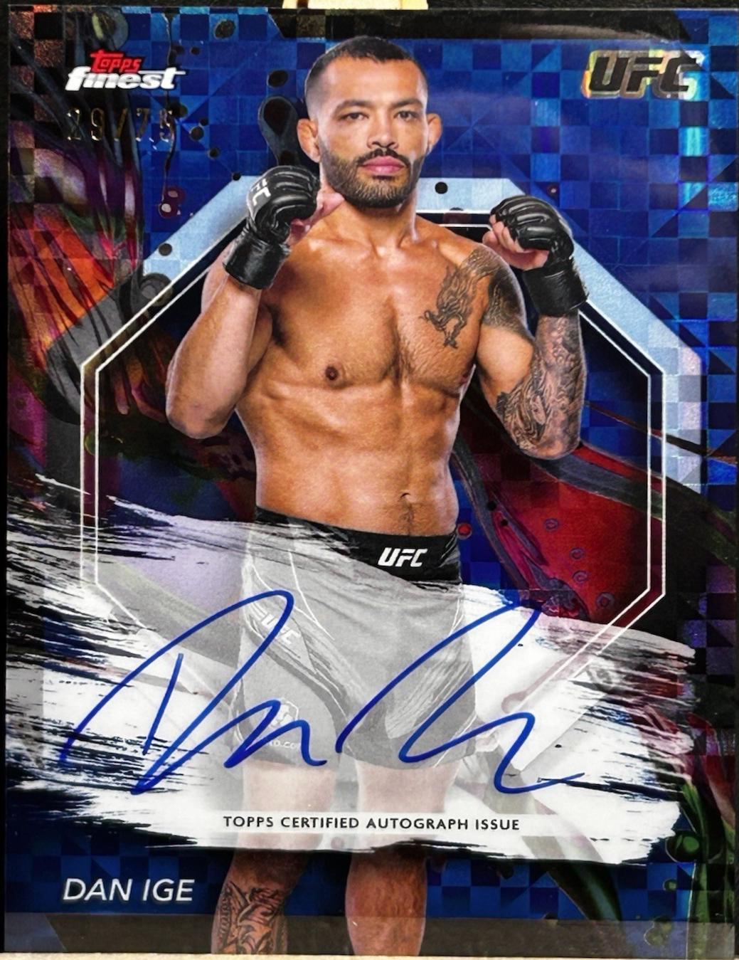 Dan Ige 2024 Topps Finest UFC Finest Autographs #FA-DIG Blue Checkerboard Refractor
