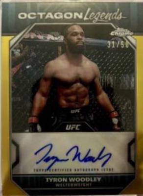 Tyron Woodley 2024 Topps Chrome UFC Octagon Legends Autographs #OLA-TWO Gold Refractor