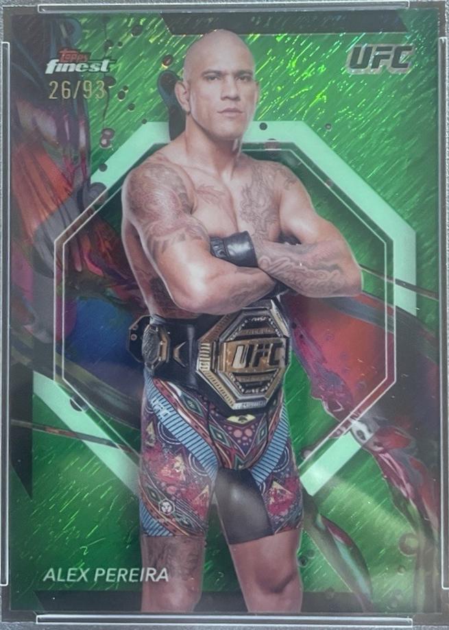 Alex Pereira 2024 Topps Finest UFC Base Common #12 Green Shimmer Refractor
