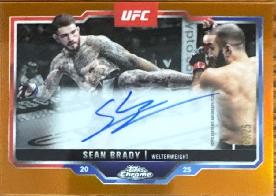 Sean Brady 2025 Topps Chrome UFC Chrome Veteran Autographs #CVA-SB Orange Refractor