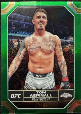 Tom Aspinall 2024 Topps Chrome UFC Base #187 Green Refractor