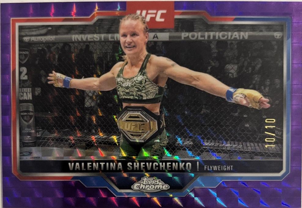 Valentina Shevchenko 2025 Topps Chrome UFC Base #166 Purple Geometric Refractor