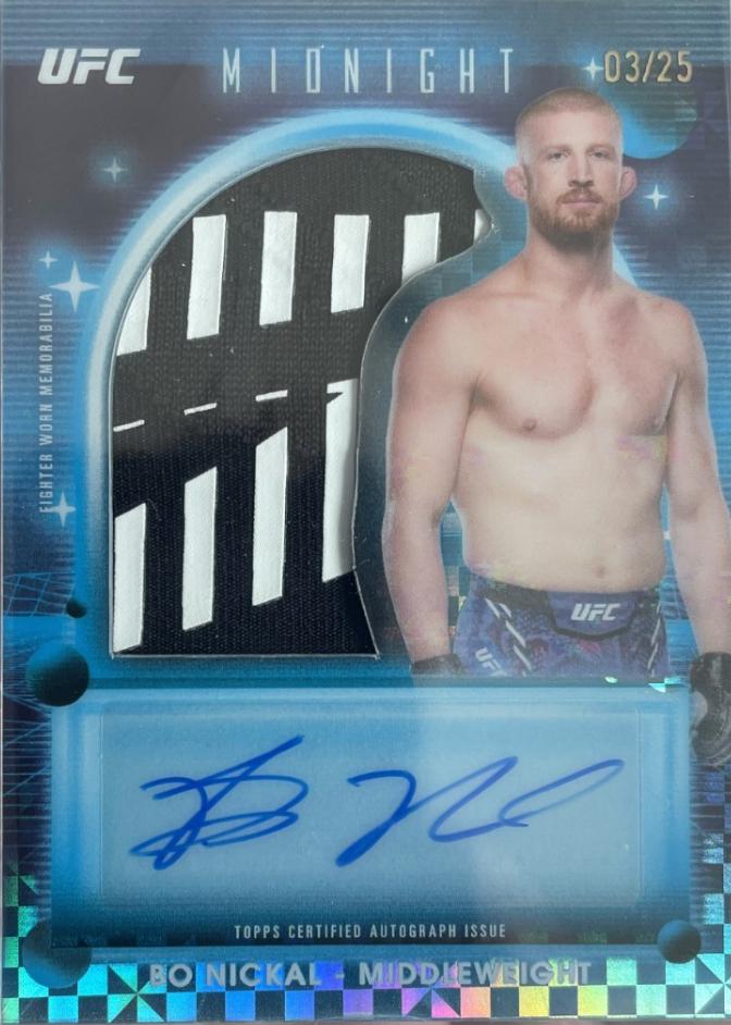 Bo Nickal 2025 Topps Midnight UFC Relic Autographs #VRA-BN Moonrise