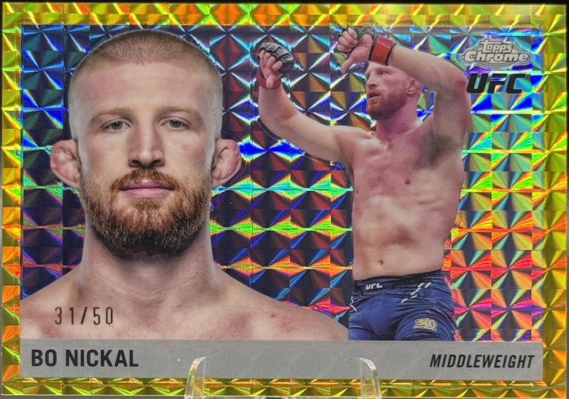 Bo Nickal 2025 Topps Chrome UFC 1955 Topps #55T-25 Geometric Gold Refractor