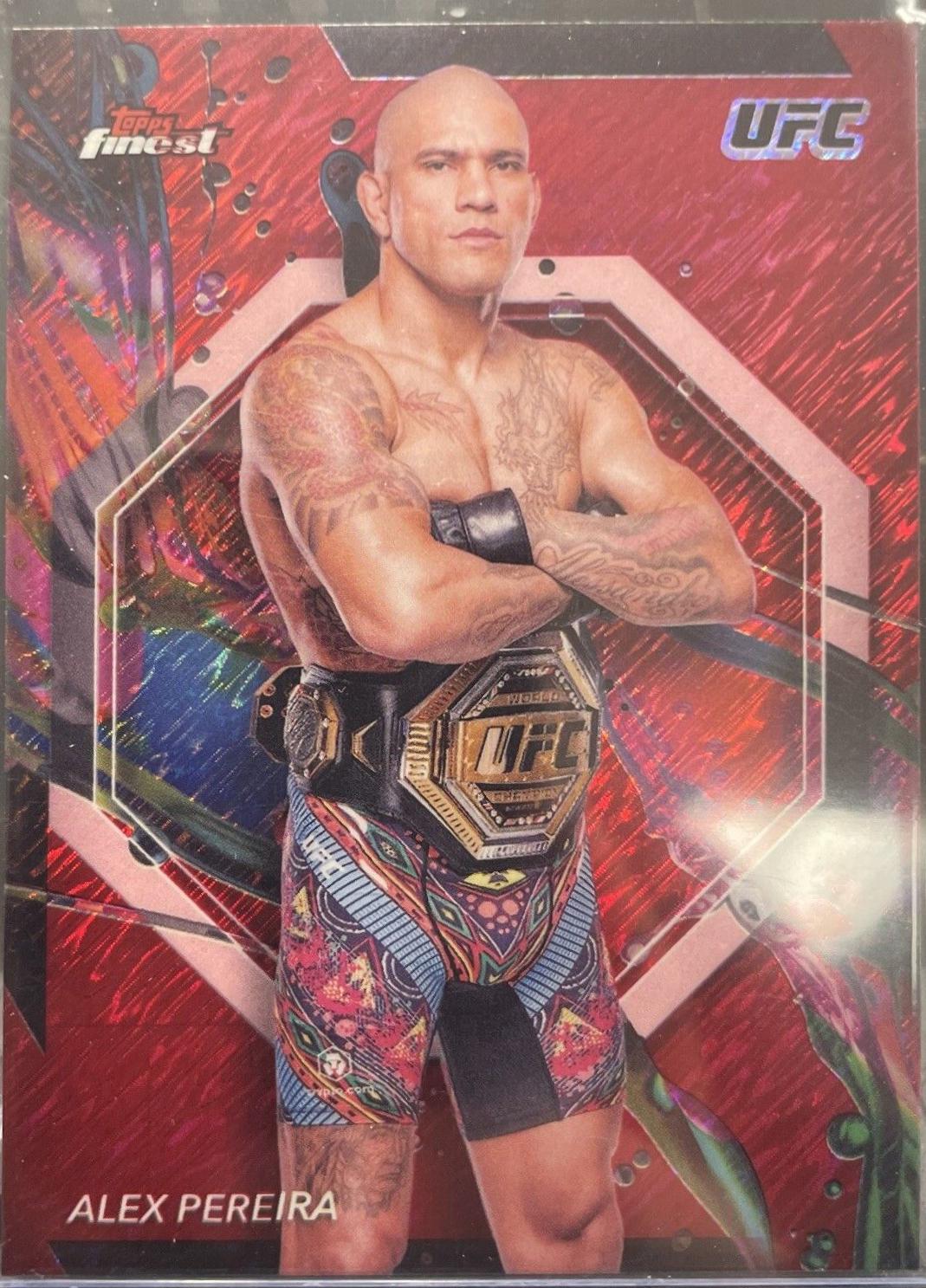 Alex Pereira 2024 Topps Finest UFC Base Common #12 Red Shimmer Refractor