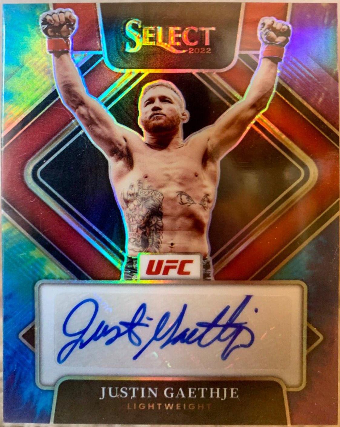 Justin Gaethje 2022 Panini Select UFC Signatures #31 Tie Dye